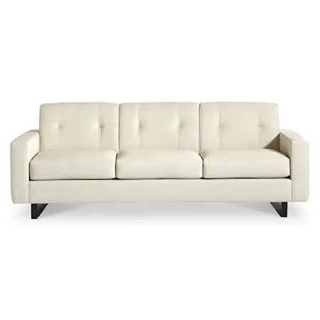 Contemporary Leather Sofa with Tufted Back